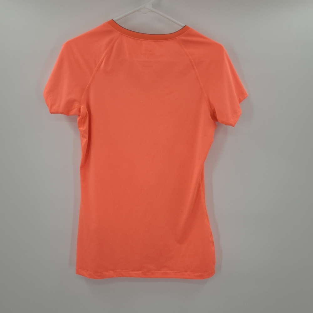 Nike Coral Orange V-Neck Short Sleeve Athletic Tee - Picture 4 of 6